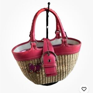 Coach Pink Butterfly 🦋 Straw Purse, Rare